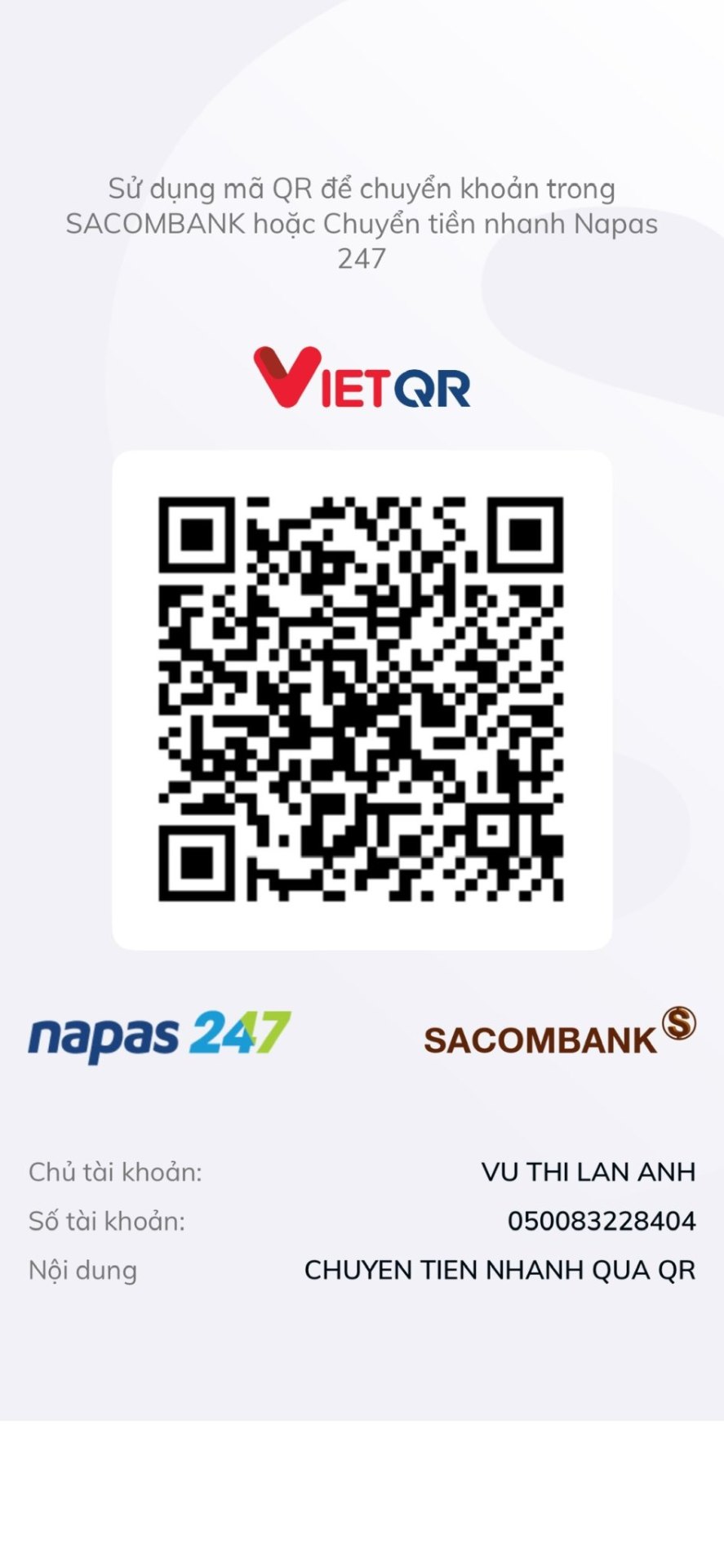 Mã QR chuyển khoản ngân hàng